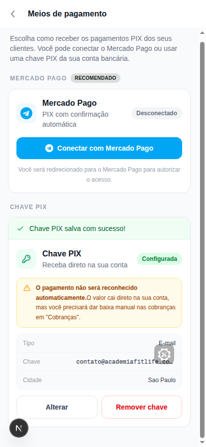 Chave PIX salva