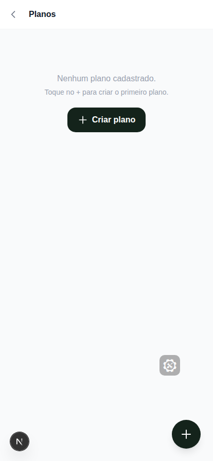 Lista de planos vazia