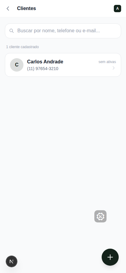 Lista de clientes cadastrados